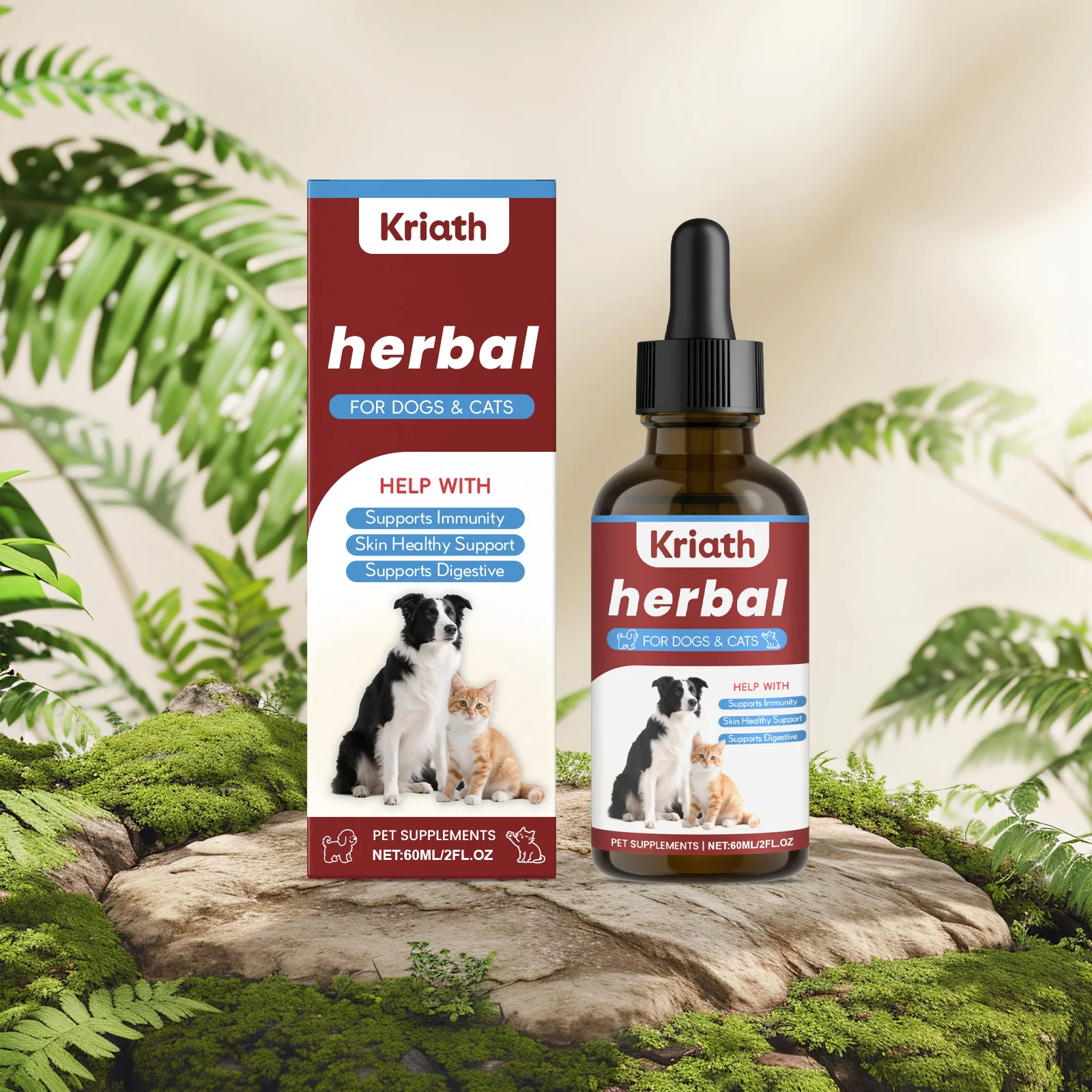 

Herbal Nutritional Supplement for Pet Cats & Dogs, Helps Moisturize Skin Coat Support Immunity & Gastrointestinal Health