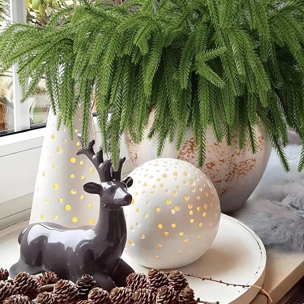 نباتات اصطناعية واحدة إبر الصنوبر ديكور غرفة المنزل مهرجان في الهواء الطلق حديقة شجرة عيد الميلاد إكليل لتقوم بها بنفسك نبات عالي الجودة #2