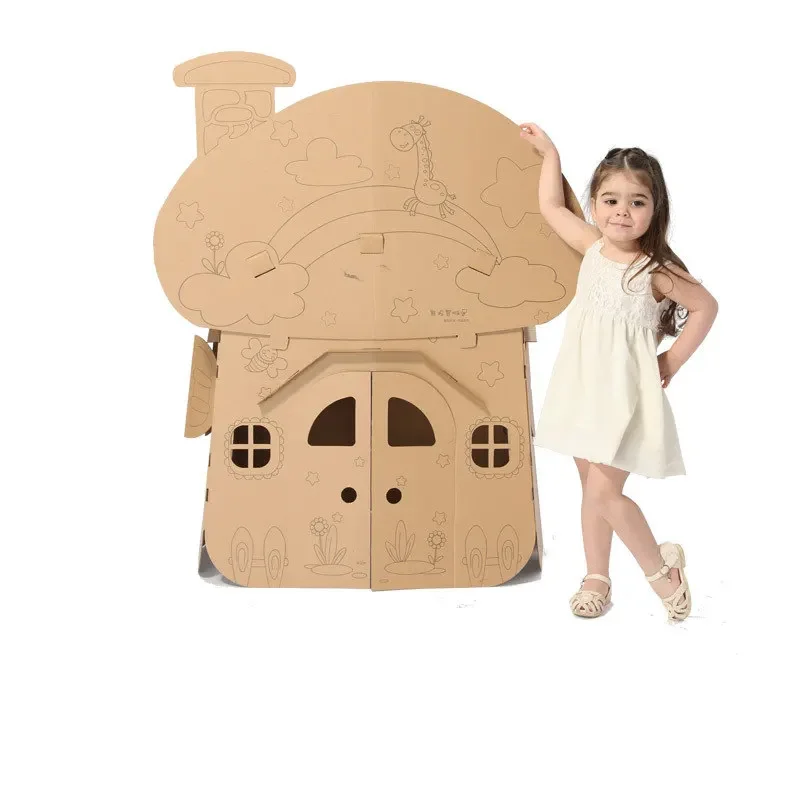 Kids tent DIY Graffiti Paper Mushroom house tent Free Coloring Drawing Paper castle Children Indoor Outdoor game tent Room House