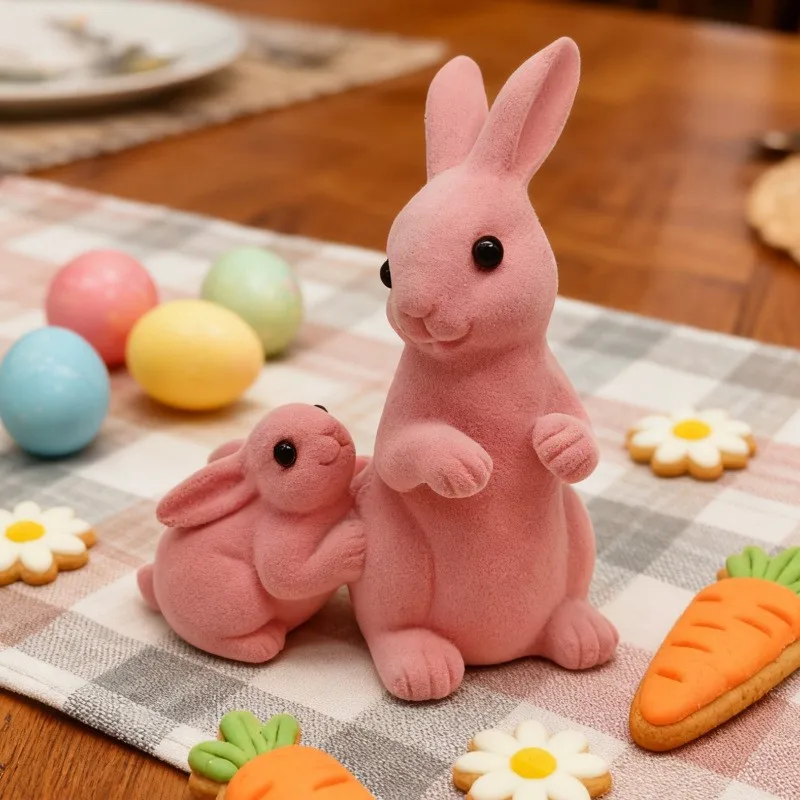 Creative Rabbit Modern Living Room Entrance Desktop Decoration Cute Plush Simulation Rabbit Home Decoration Ornament Statues