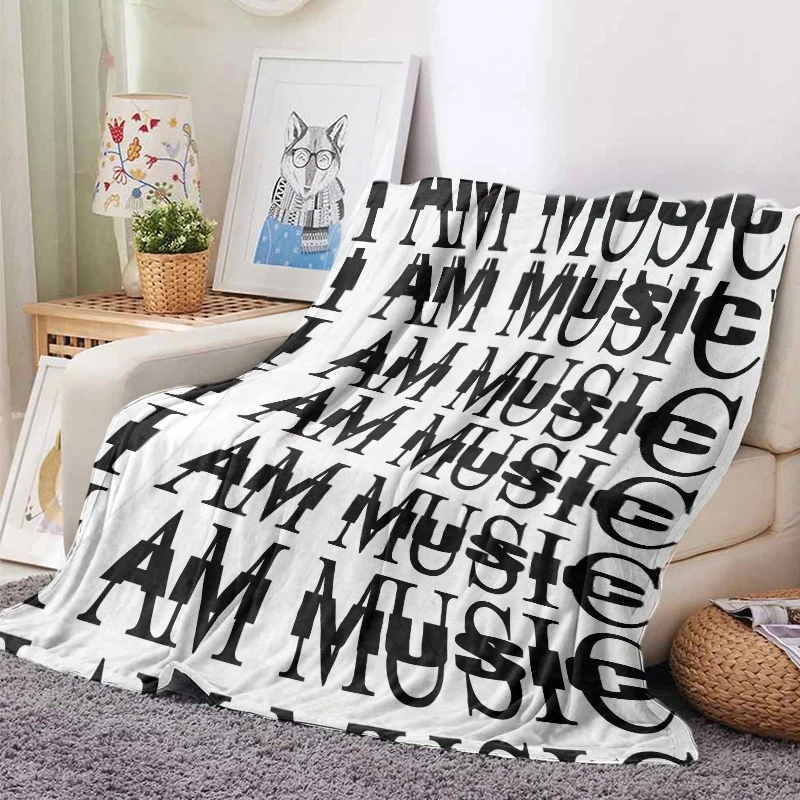 

75x100cm I Am Music Blanket Stitch Printed Die Lit Blanket,Suitable For Bed, Bedroom, Sofa, Picnic, Outdoor Blanket，For
