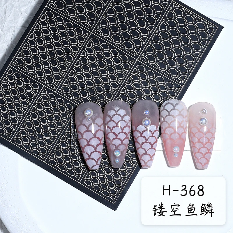 New Hollow Line Diamond Check Leopard Irregular Pattern Nail Art Template Sticker For Polish Airbrush Painting Nail Manicure Art