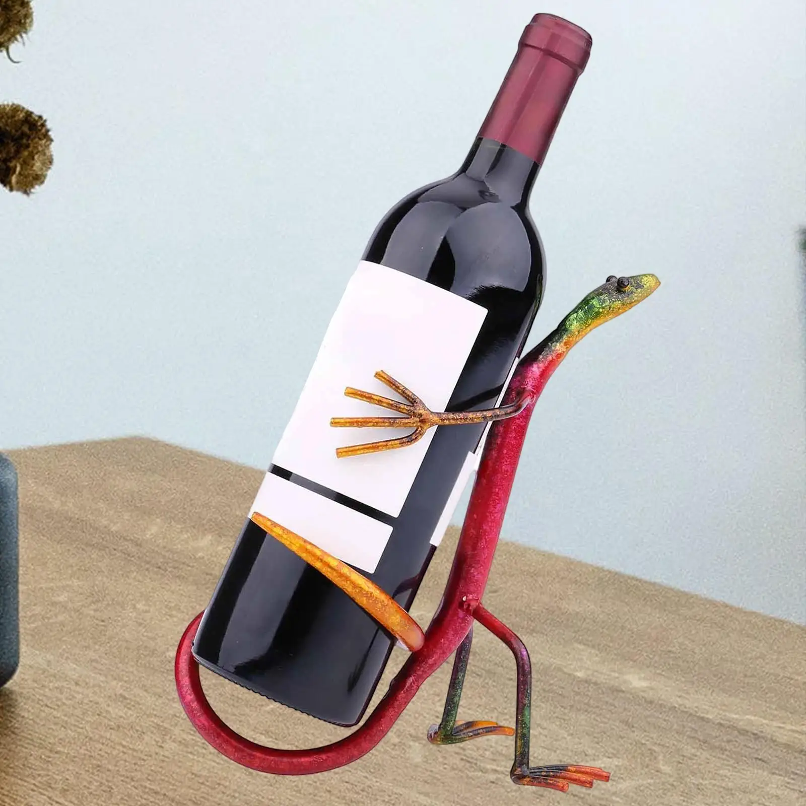 

Lizard Wine Bottle Rack Tabletop Decor Handwork Craft Iron Creative Storage for Restaurant Countertop Cabinet Kitchen Desktop