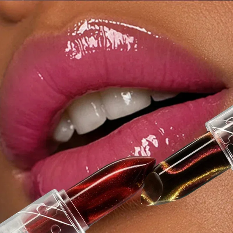 Rossetto che cambia colore a 4 temperature di colore Specchio idratante Glitter Cat Eye Rossetto Rossetto gelatina acquosa duraturo naturale