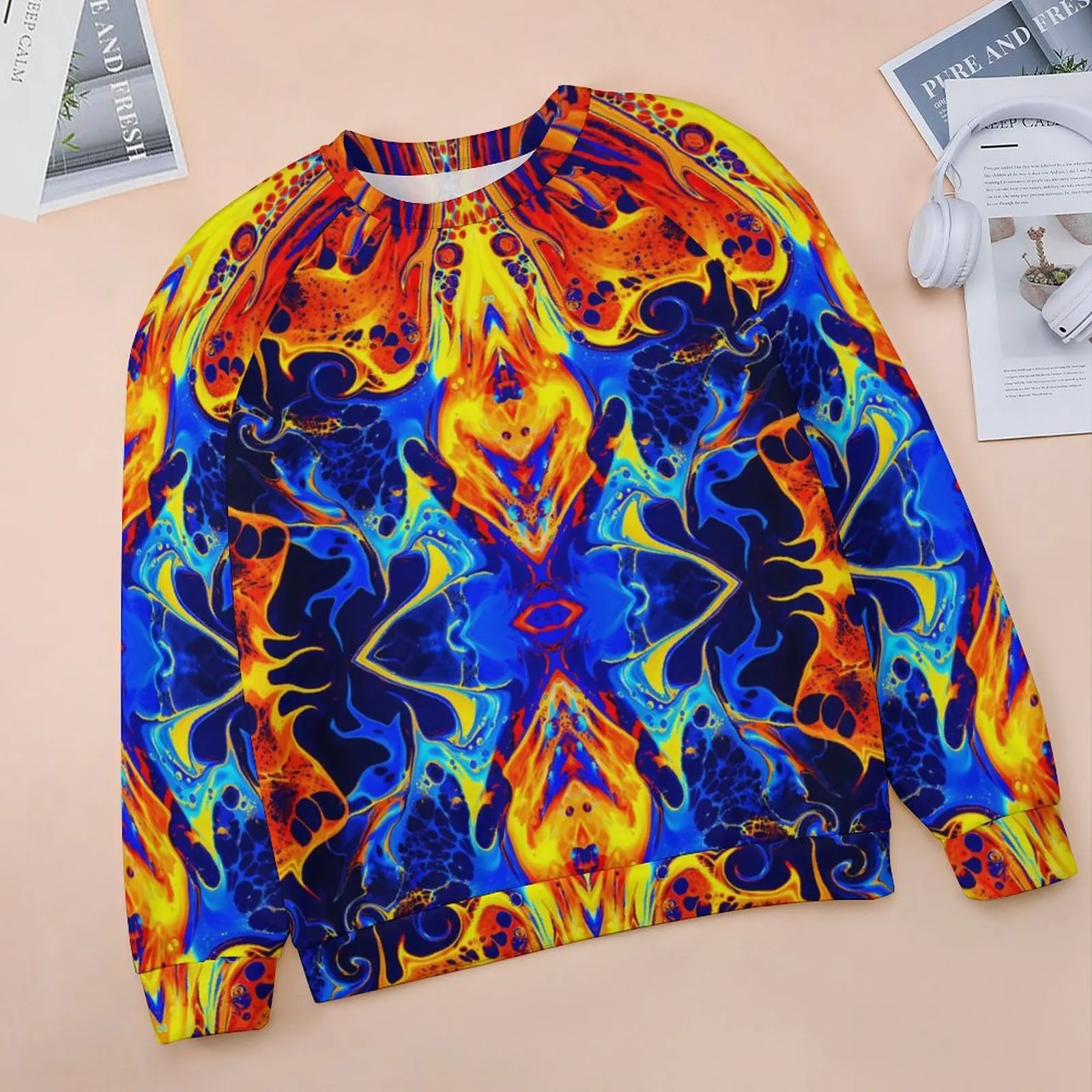 Neon Paint Print Hoodies Colorful Swirling Hip Hop Oversized Hoodie Woman Long Sleeve Y2k Graphic Casual Clothes