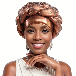 Women's Turbans African Style Exaggerated Style Laser Hot Gold Scarf Hat Big Braid Fried Dough Twists Fashion High-end Daily Hat