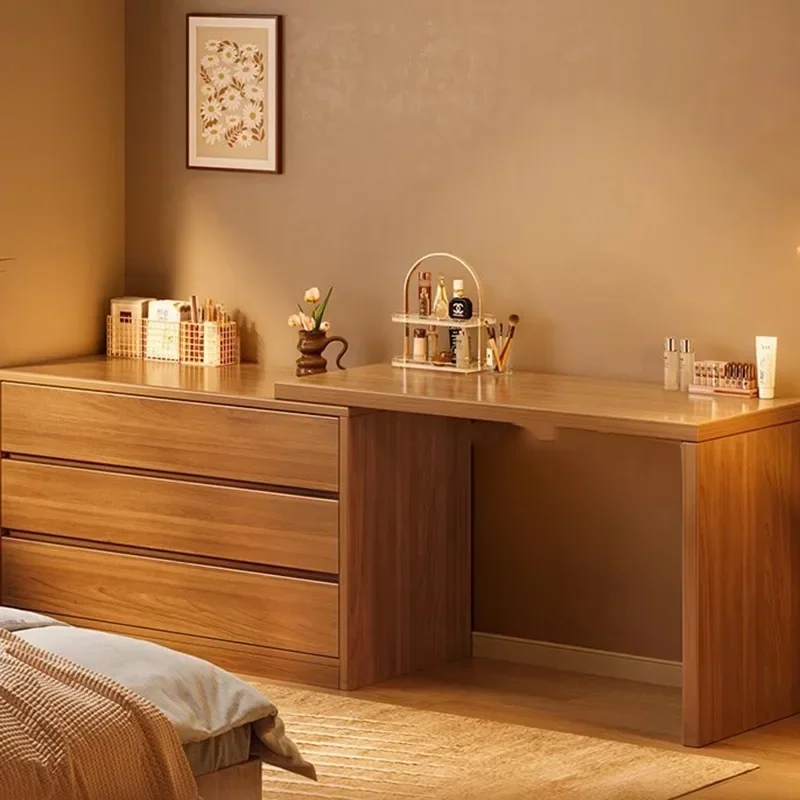 

Luxury Led Light Dressing table Organizer Wood Mirror Storage Dressing table Drawer European Tocadores De Maquillaje Furniture