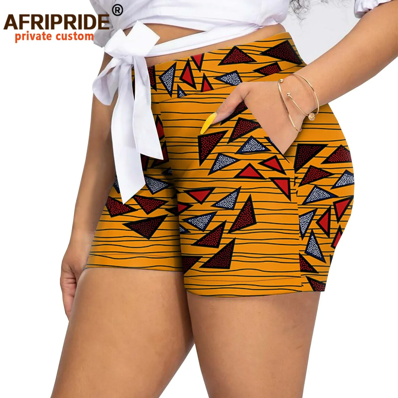 Women`s Shorts Midi Waist Summer Sexy Short Cotton Plus Size Casual Ankara Printed Elegant Fashion African Clothes A2221001