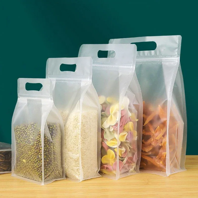 4PC PET Food Storage Containers Reusable Stand Up Zip Shut Bags Transparent Leakproof Kitchen Organizer Keep Fresh Wrap Bag