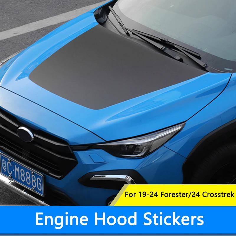 QHCP Car Hood Bonnet Engine PVC Sticker Vinyl Film Decal Decorate For Subaru Forester 19-24 Crosstrek 2024 Exterior Accessories