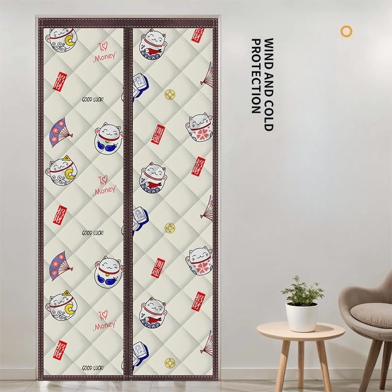 Winter Windproof Warm Door Curtain Magnetic Self-Closing Door Cover Thermal Insulated Door Screen Doorways Wind Resistant Panels