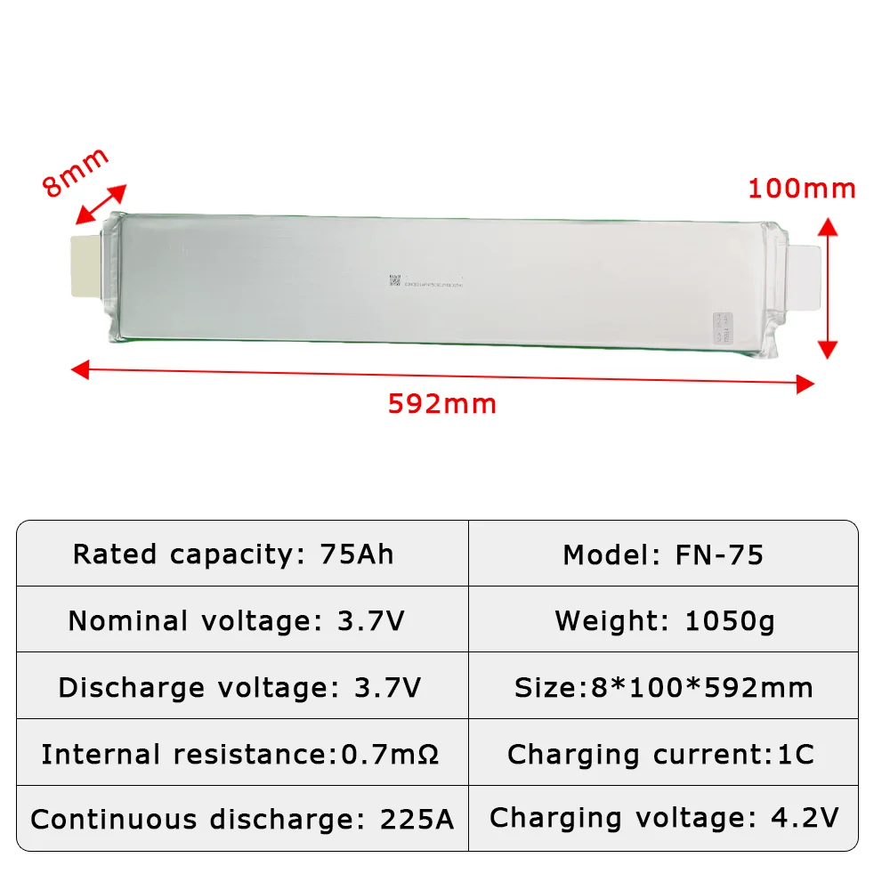 10pcs 75Ah Rate NMC Polymer Battery Cell, 3.7V Lithium-ion for Custom Packs, High Energy Density Pouch Cell for E-scooter