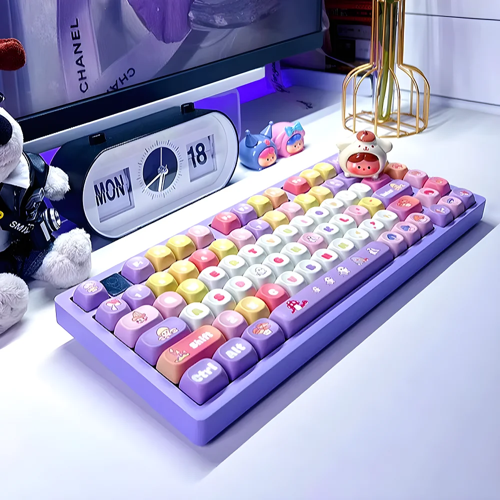 

Mushroom Party MOA Keycaps PBT Heat Sublimation 135 Keys Cute for 60/64/84/98/108 Gaming Mechanical Keyboard MX Switch