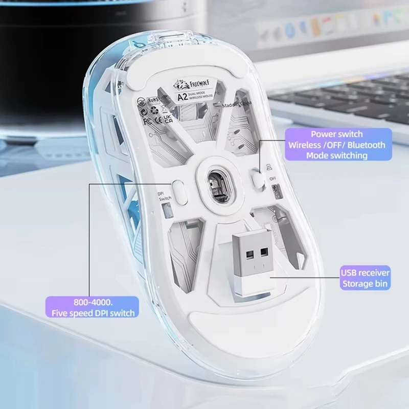Новая прозрачная беспроводная мышь 2025 года с цифровым экраном, 2,4G RGB, 4000 точек на дюйм, 5-ступенчатая регулировка, бас-клавиши, геймерская мышь Bluetooth