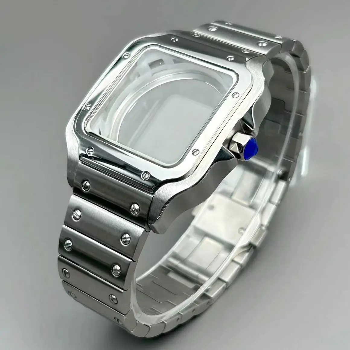 38 مللي متر NH35 ساعة مربعة حافظة ساعة من الفولاذ المقاوم للصدأ لأجزاء تعديل سانتوس تناسب SKX MOD NH35/NH36 حافظة ساعة حركات