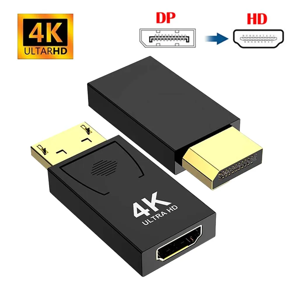 Displayport to HDMI Adapter 4K 60hz Compatible Adapter DP Male to Female HD TV HDMI Compatible Video Audio Cable for  TV Laptop