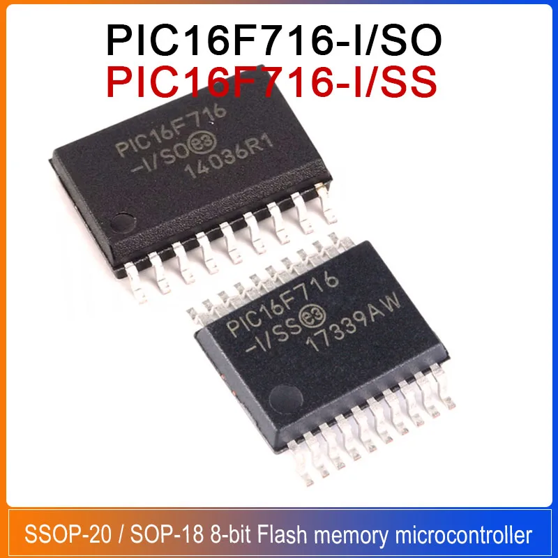 5/1PCS PIC16F716-I/SS SSOP-20 PIC16F716-I/SO SOP-18 PIC16F716 PIC16 8-bit Flash memory microcontroller