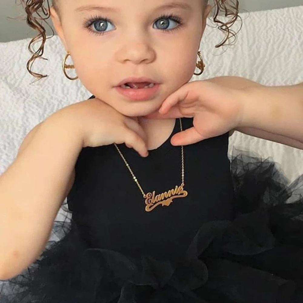 Personalized Custom Child Necklace Baby Name Necklaces Sliver Gold Color Jewelry Cute Exquisite Children\'s Day Gift