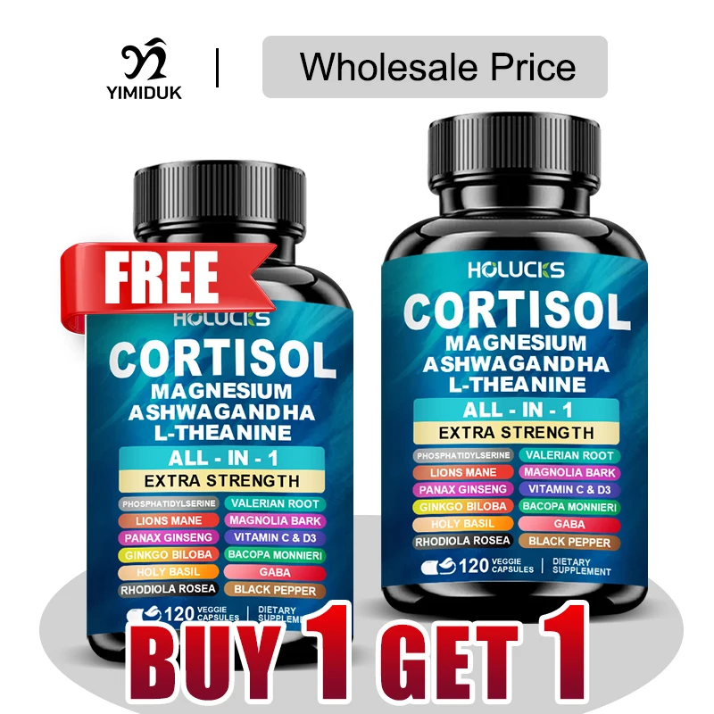 Buy 1 Get 1 Free! Cortisol Supplement, for Stress Relief, Cortisol & Restful Sleep,  Calm Focus & Deep Relaxation, Non-GMO
