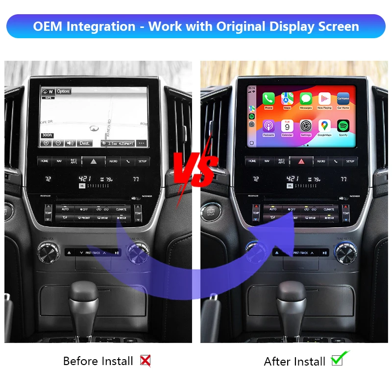 Landcruiser LC200 Auto Electronics Wireless Apple CarPlay Android Auto for 2007- 2021 LC200 Car Play Original Screen Upgrade