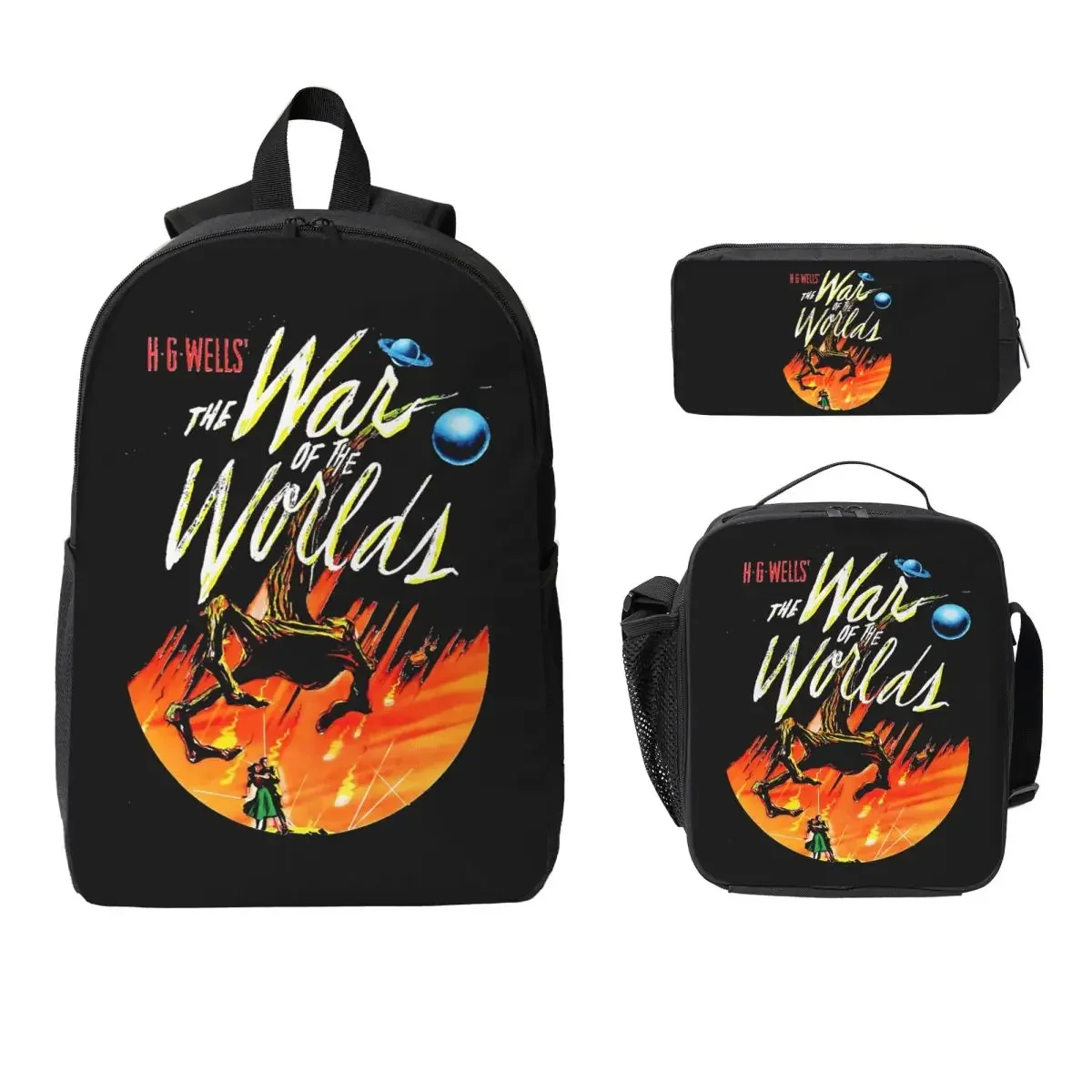 War Of The Worlds Backpack Student Boys Girls BookBag School Bag Laptop Shoulder Bags 3ps Insulated Lunch Bag Pencil Case