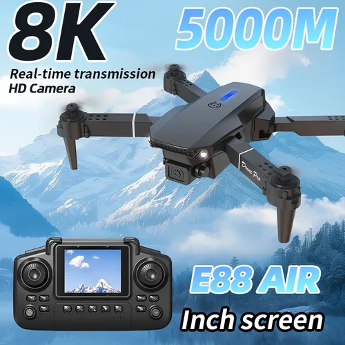 Imagen 1 del producto KBDFA 2025 nuevo E88 aire con iluminación controlada por pantalla Mini Drone 4K Untal 2 cámara flujo óptico aviones de Control remoto