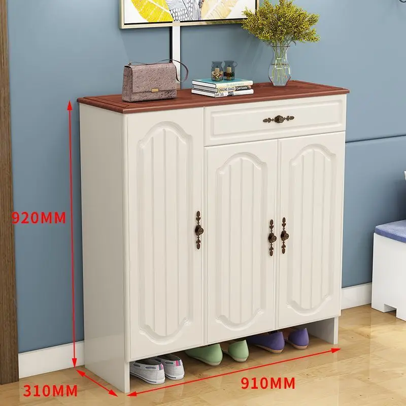 

Белый деревянный шкаф для обуви с дверцами Прихожая Хранение обуви Современная отдельно стоящая доска для частиц Прихожая Гостиная Спальня Дом