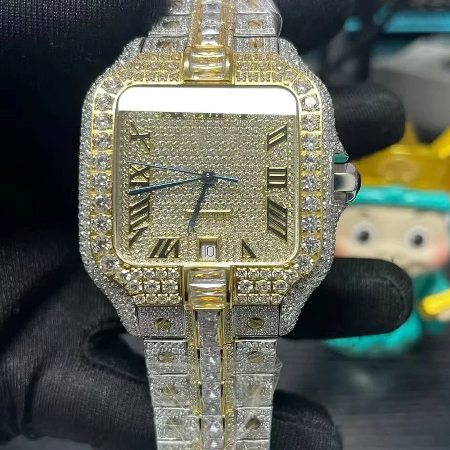 Hip Hop Diamond Watch Luxury Roman Dial VVS Moissanite Stainless Steel Zircon Watch Iced Out Moissanite Watches