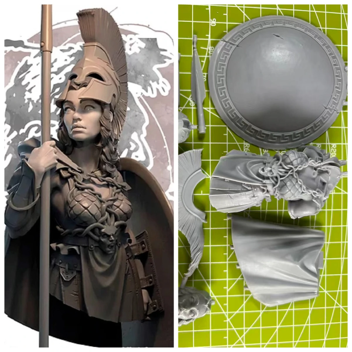 

1:10 Die-casting Resin Model GK Bust Statue of Warrior and Female Warrior in Unpainted Condition