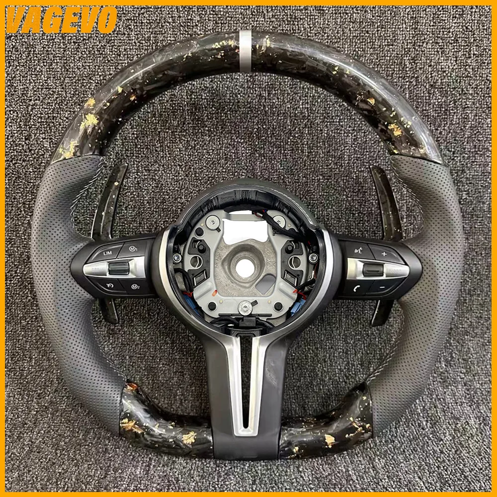 Forged gold foil carbon fiber steering wheel for BMW F30 F32 F10 F20 F07 F01 F90 E90 M3 M5 sport multifunction steering wheel