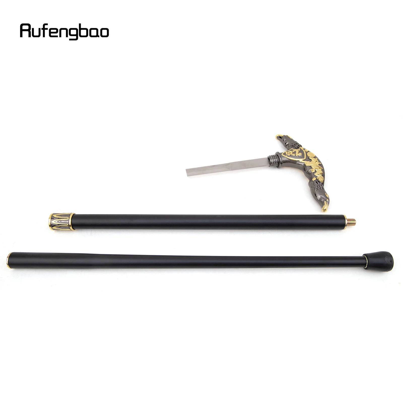 Golden Black Eagle Head Walking Stick Fashion Cane Plate Cosplay Crosier Stick 93cm Performance Stage Cane view 2
