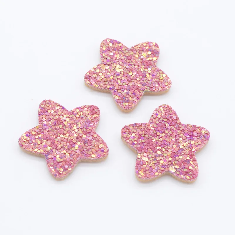 20Pcs 30mm Glitter Fabric Padded Star Appliques for Crafts Stick Supplies DIY Hair Clips Bow Decor Accessories Patches