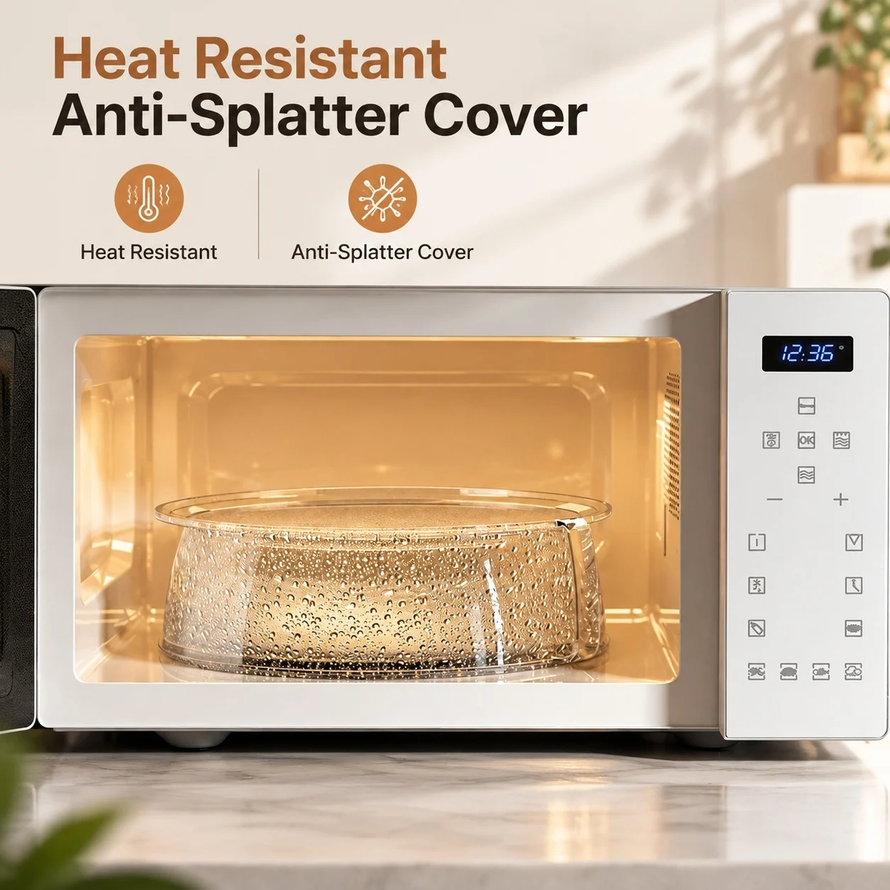 PC Microwave Oven Cover with Handle Heat Resistant Splatter Guard Lid Transparent Plate Dish Shield for Kitchen Fridge & BBQ