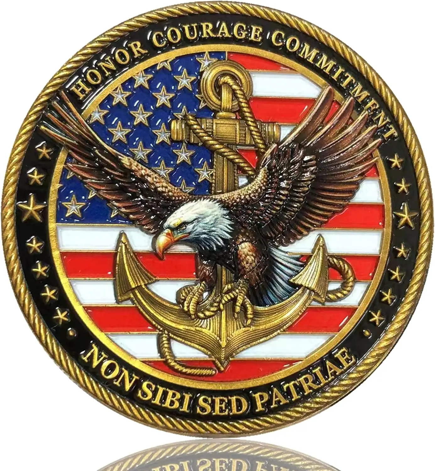 عملة تحدي كريد بحار البحرية الأمريكية - الشرف والشجاعة والالتزام - سبائك الزنك مقاس 1.77 بوصة مع حقيبة واقية #1