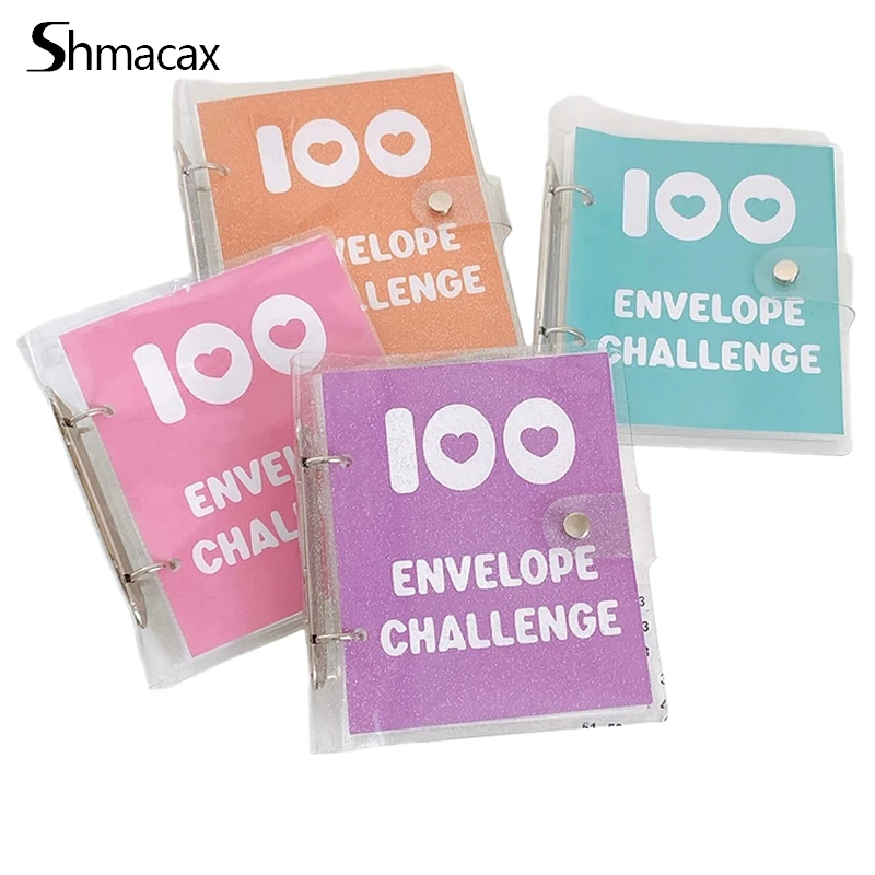 1Set 100 giorni 100 busta Challenge Fine Sparkle Saving Money Binder quaderno di risparmio a fogli mobili Cash Budget Storage Book Gifts