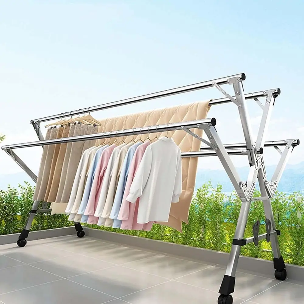 

Сушилка для одежды и одеял из нержавеющей стали, усиленная, портативная, для использования в помещении и на улице (2 м)