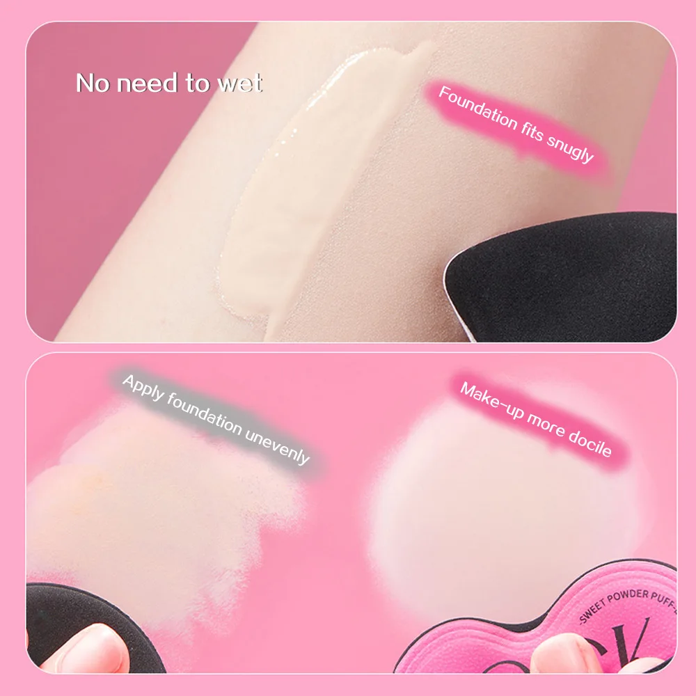 ROCK SWEET algodón de azúcar en forma de corazón, maquillaje suave rosa, suave, húmedo y seco, base líquida en polvo de doble uso