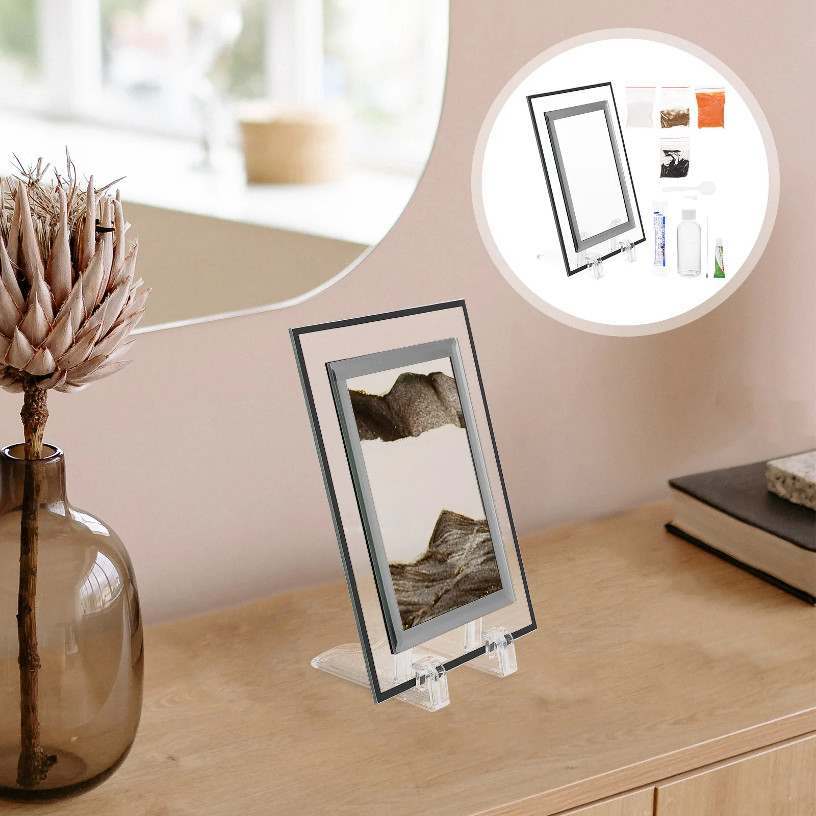 

1Set DIY Moving Sand Art Picture Material Kit for Home Office Decor Living Room Bedroom Desktop Adornment Landscape Sand