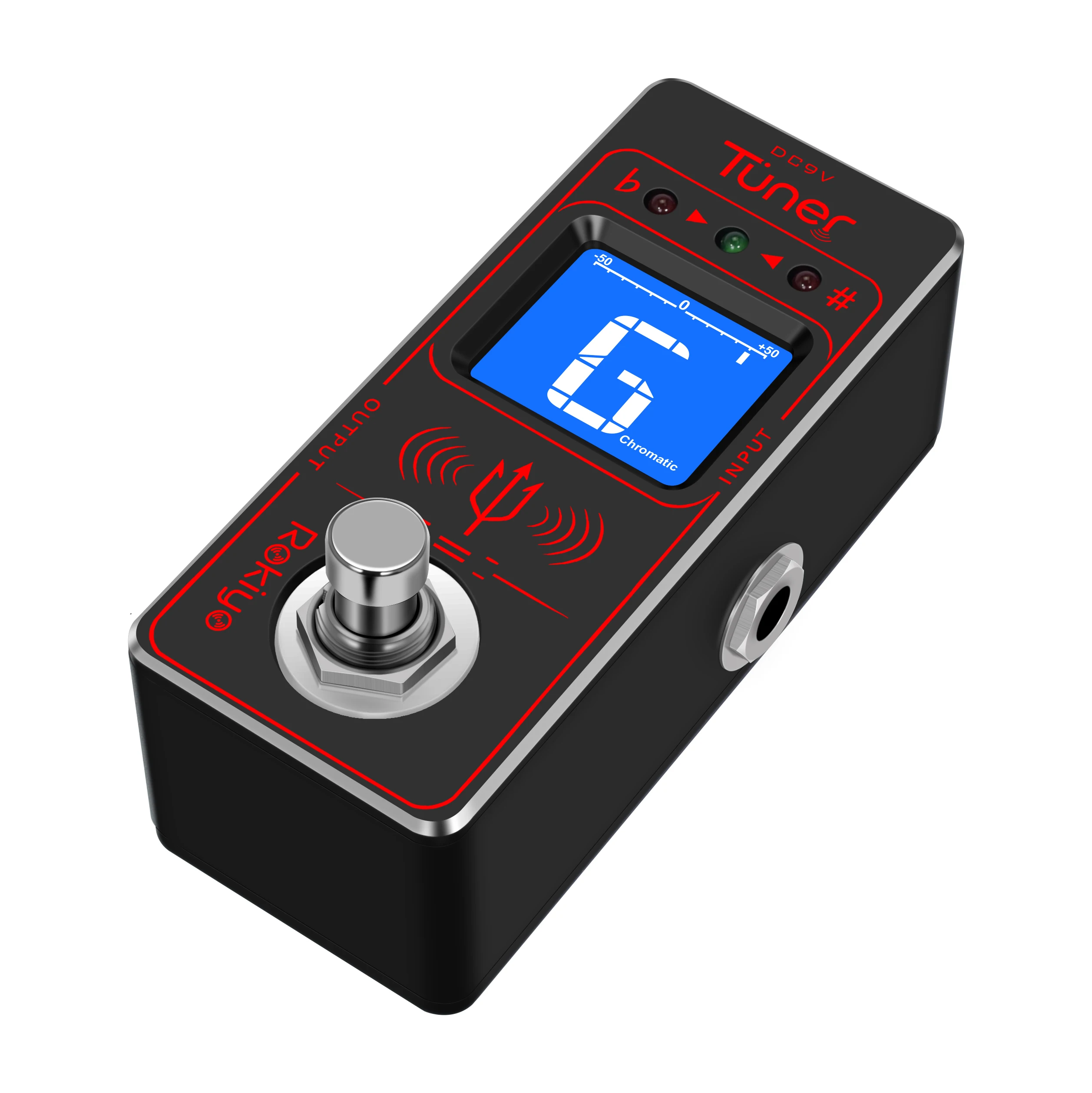 Rokiyo Chromatic Guitar Tuner Pedal High‑Precision Strobe LED Tuning Mode Compact Stompbox Effect Pedal for Electric Guitar Bass