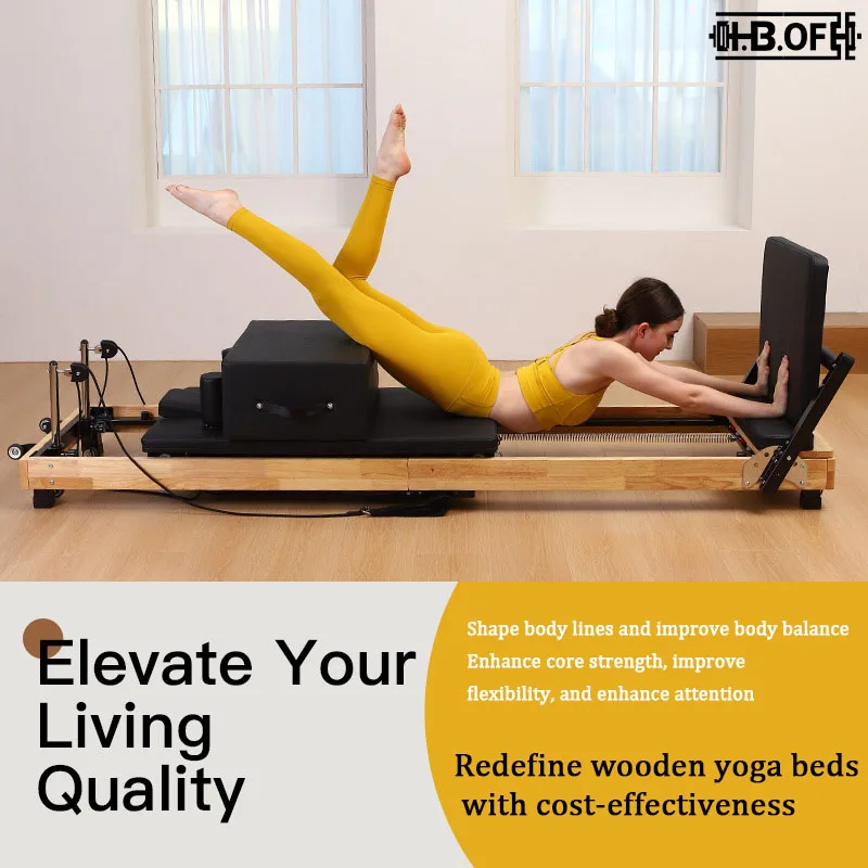 

Новая индивидуальная коммерческая реформа оборудования для йоги, оборудование для йоги из комбинированного дерева и железа, домашняя складная кровать для пилатеса