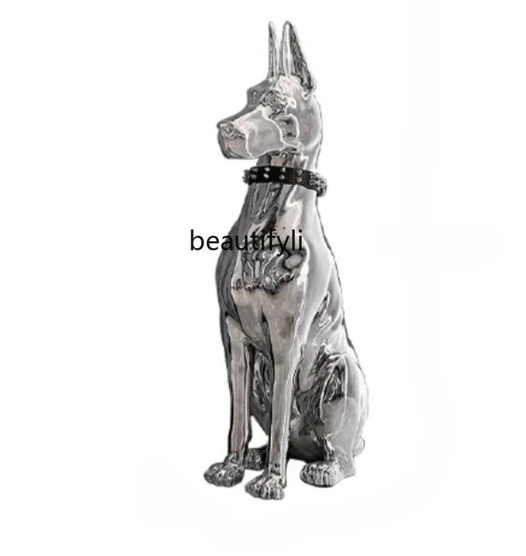 Modern light luxury electroplating dog high-end home jewelry living room high-end decorative floor ornament