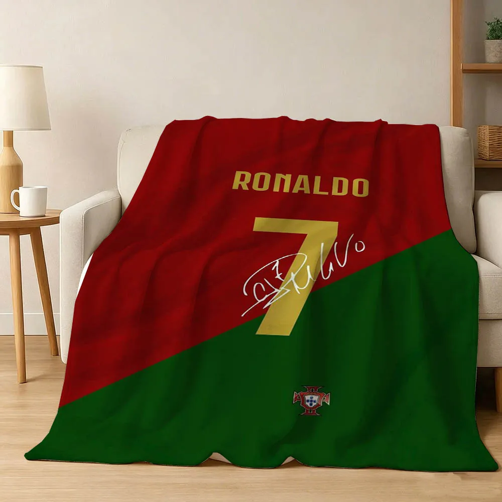 Hot 3D Football Star R-Ronaldo Goat Flannel Blanket,Cozy Soft Throw Blanket Art for Home Decor Bedroom Bed Sofa Picnic Cover Kid