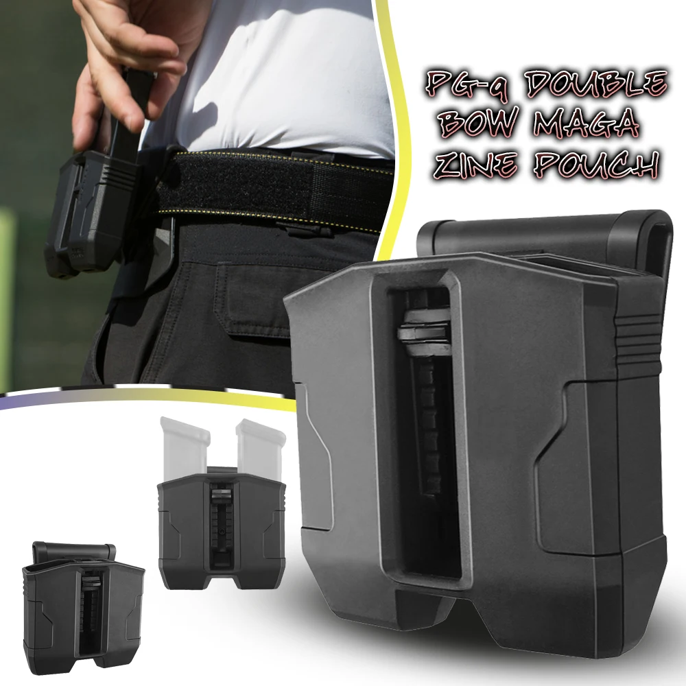 

Tactical Glock PG-9 Double Magazine Pouch Holster Airsoft 9mm Pistol Paddle Belt Attanchment Hunting Paintball Shooting Equip