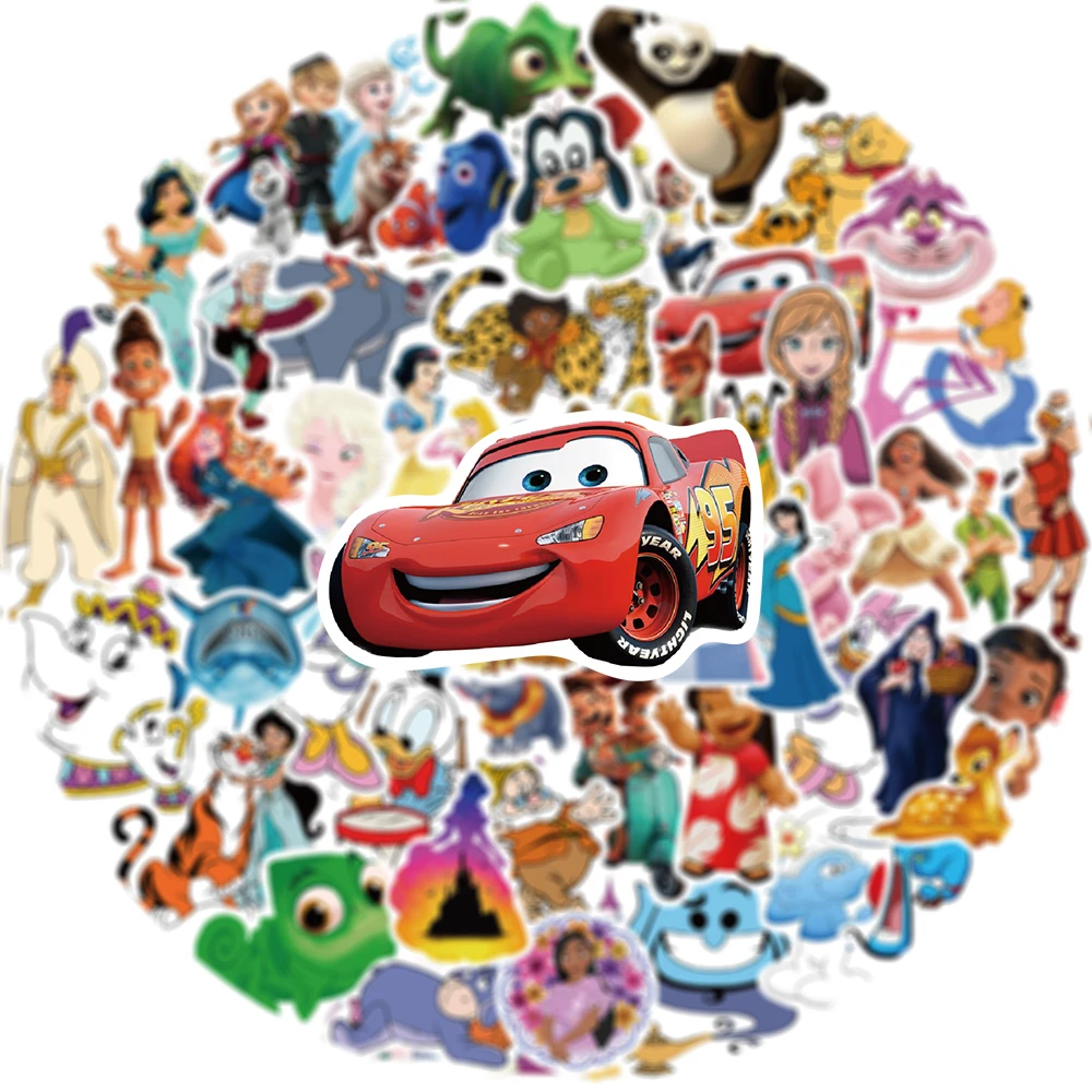 10/30/50/100pcs Disney Mix Stitch Micky Princess Cute Stickers Graffiti Decals Motorcycle Laptop Waterproof Sticker for Kid Toy