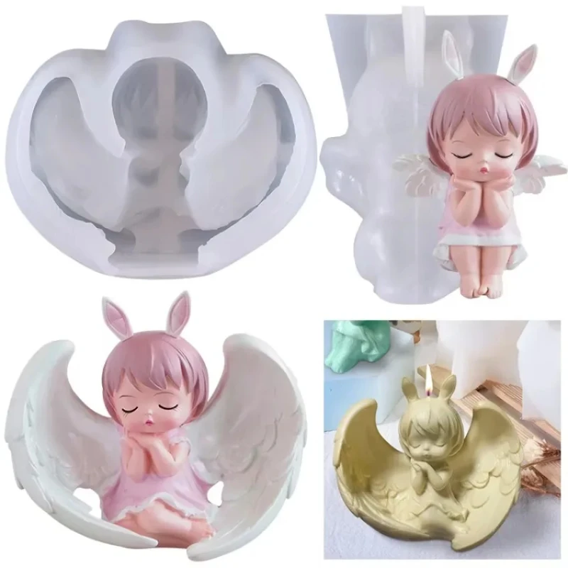 DIY Candle Making Kit Silicone Mold for Wing Girl - Christmas Angel Princess Jewelry Making Cake Decoration Home Decor Accessory