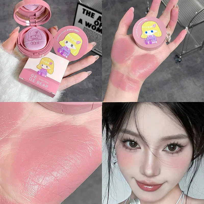 Air Cushion Blusher Peach Taro Pink Milk Blush Mashed Potato Brighten Shading Matte Blush Rouge Korean Makeup Cosmetic with Puff