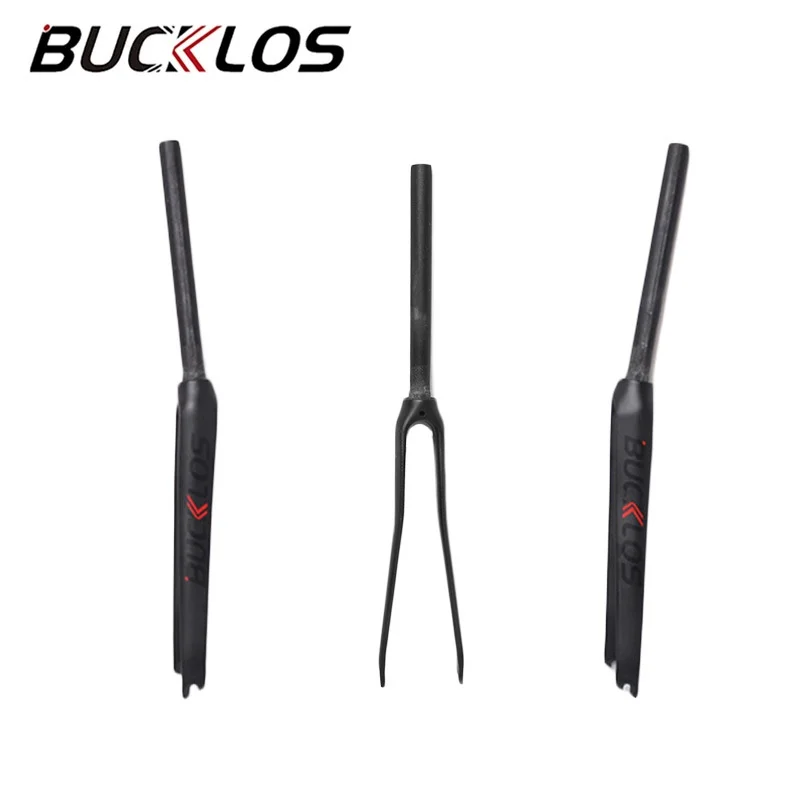 

Hot Bucklos 700c Full Carbon Fiber Rigid Road Bike Fork 35mm Offset 1 1 8 Inch Straight Tube Matte For Road Racing Cycling