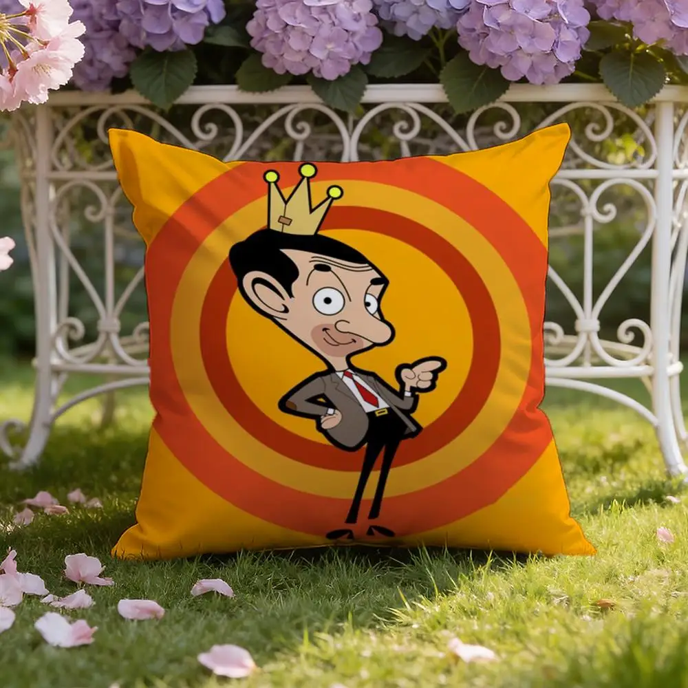 Mr. B-Bean Cartoon Cushion Cover Home & Car Dual-Scene Pillow Cover: Reversible for Premium Comfort