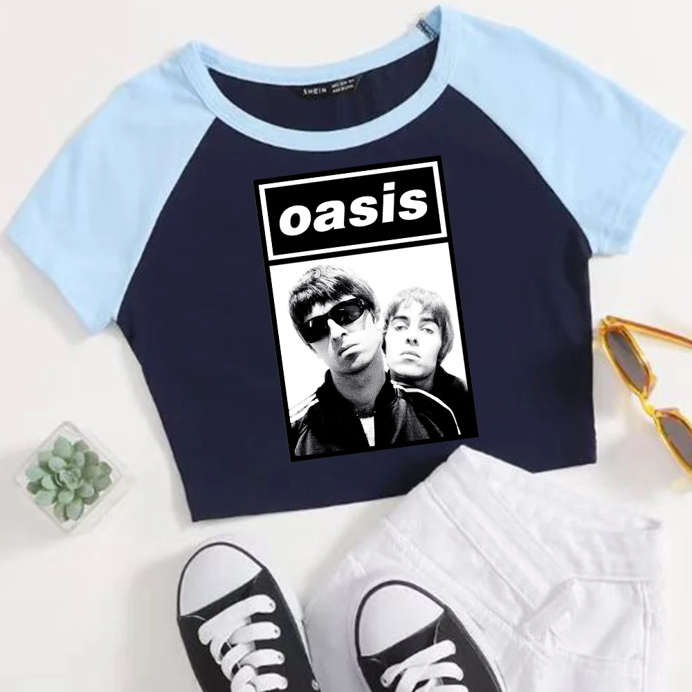 OASIS Live 25 Tour 2025 Girls Crop Top Shirts O-Neck Casual Women T-shirt