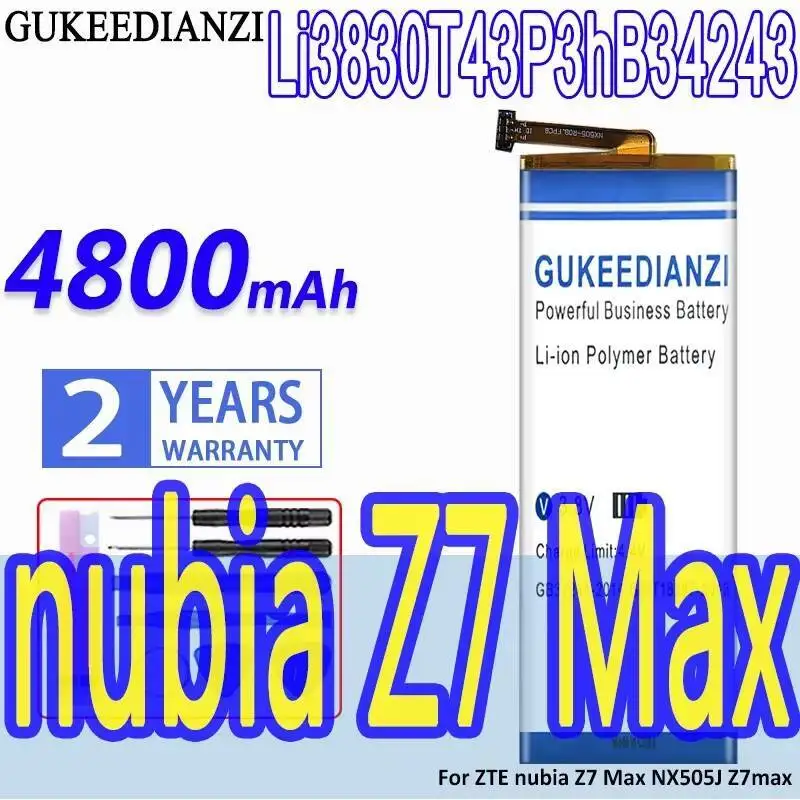 

Mobile Phone Battery Reliable Power Li3830t43p3hb34243 Big Bull 3 For Zte Nubia Z7 Max NX505J 4800Mah